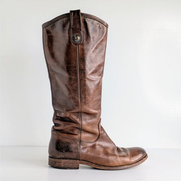 Frye Boots Melissa Button 77172 Womens 8.5 Brown Tall Knee High Leather Riding - Picture 11 of 16